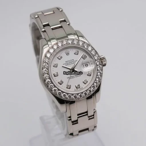 Defect Clone Rolex Lady-datejust Pearlmaster 69299 Automatic Movement 29mm White Gold Case Womens Watch - Image 4