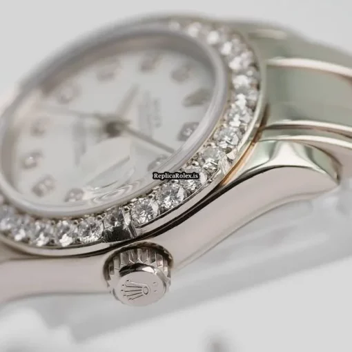 Defect Clone Rolex Lady-datejust Pearlmaster 69299 Automatic Movement 29mm White Gold Case Womens Watch - Image 8