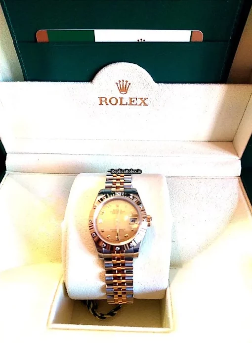 Luxury Fake Rolex Lady-datejust 179313 Caliber 2235 Automatic Movement 26mm Gold/steel Case Womens Watch - Image 4
