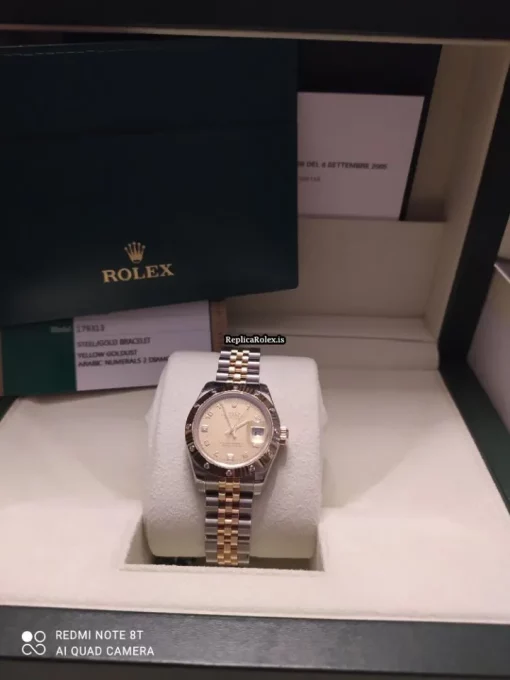 Luxury Fake Rolex Lady-datejust 179313 Caliber 2235 Automatic Movement 26mm Gold/steel Case Womens Watch - Image 5