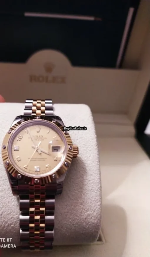 Luxury Fake Rolex Lady-datejust 179313 Caliber 2235 Automatic Movement 26mm Gold/steel Case Womens Watch - Image 8
