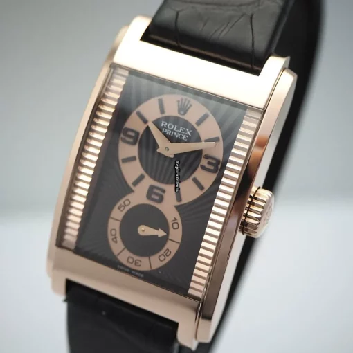 Special Replicas Rolex Cellini Prince 1293811 Manual Winding Movement 28x47mm Rose Gold Case Watch - Image 2