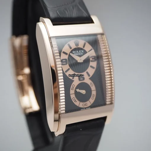 Special Replicas Rolex Cellini Prince 1293811 Manual Winding Movement 28x47mm Rose Gold Case Watch - Image 4