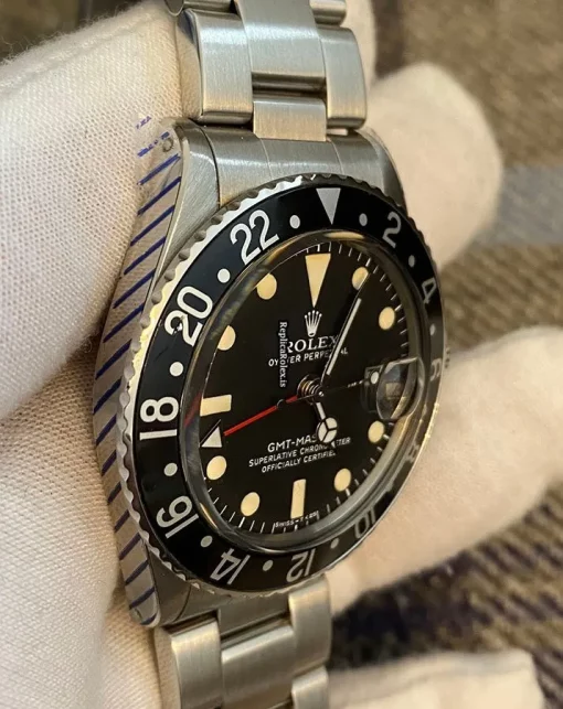 Swiss Replica Rolex Gmt-master 1675 Caliber 1570 Automatic Movement 40mm Steel Case Mens/unisex Watch - Image 12