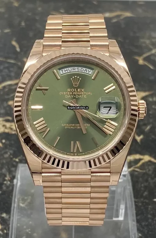 Trustworthy Fake Rolex Day-date 40 228235 Caliber 3255 Automatic Movement 40mm Rose Gold Case Mens/unisex Watch