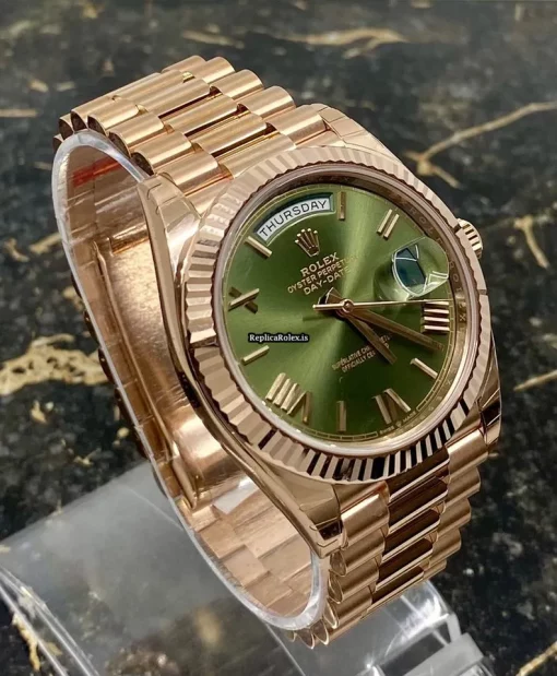 Trustworthy Fake Rolex Day-date 40 228235 Caliber 3255 Automatic Movement 40mm Rose Gold Case Mens/unisex Watch - Image 8