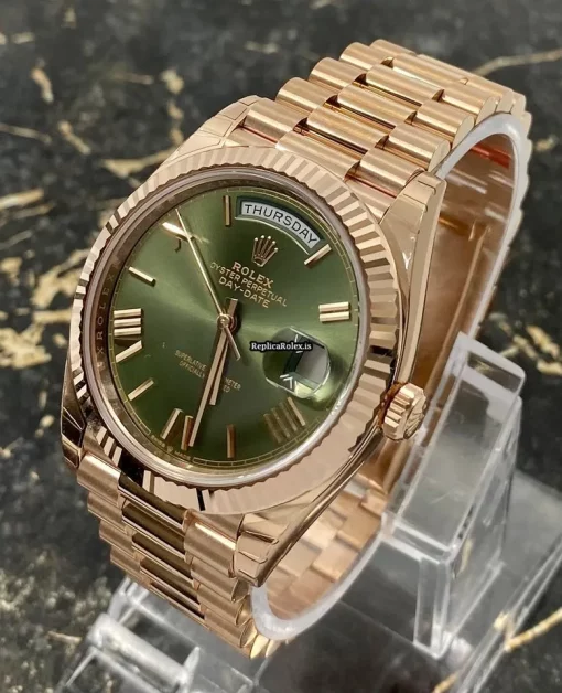 Trustworthy Fake Rolex Day-date 40 228235 Caliber 3255 Automatic Movement 40mm Rose Gold Case Mens/unisex Watch - Image 9