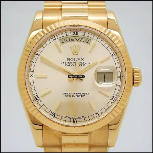 Excellent Fake Rolex Day-date 36 118238 Caliber 3155 Automatic Movement 36mm Yellow Gold Case Mens/unisex Watch