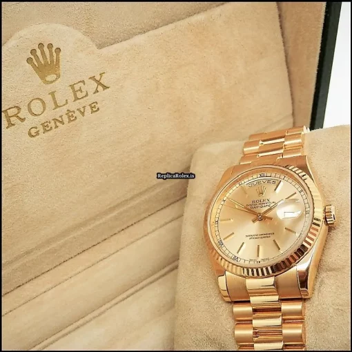 Excellent Fake Rolex Day-date 36 118238 Caliber 3155 Automatic Movement 36mm Yellow Gold Case Mens/unisex Watch - Image 4