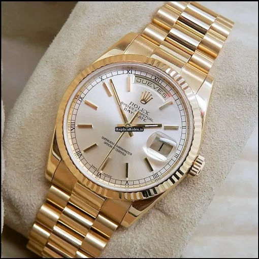 Excellent Fake Rolex Day-date 36 118238 Caliber 3155 Automatic Movement 36mm Yellow Gold Case Mens/unisex Watch - Image 5