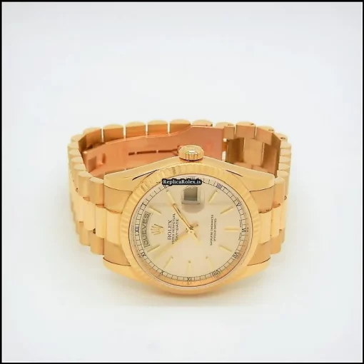 Excellent Fake Rolex Day-date 36 118238 Caliber 3155 Automatic Movement 36mm Yellow Gold Case Mens/unisex Watch - Image 8