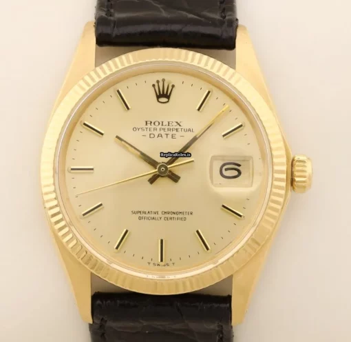 Trustworthy Replica Rolex Oyster Perpetual Date 1503 Caliber 1570 Automatic Movement 34mm Yellow Gold Case Mens/unisex Watch