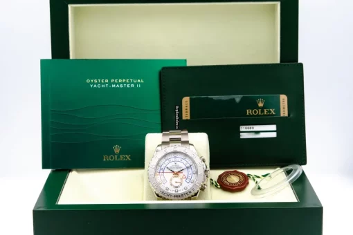 Inexpensive Fake Rolex Yacht-master II 116689 Caliber 4160 Automatic Movement 44mm White Gold Case Mens/unisex Watch - Image 9