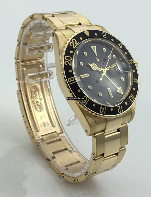Swiss Copies Rolex Gmt-master 1675 Caliber 1570 Automatic Movement 40mm Yellow Gold Case Mens/unisex Watch - Image 4