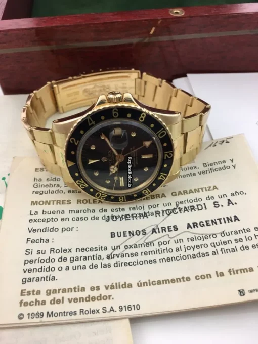 Swiss Copies Rolex Gmt-master 1675 Caliber 1570 Automatic Movement 40mm Yellow Gold Case Mens/unisex Watch - Image 9