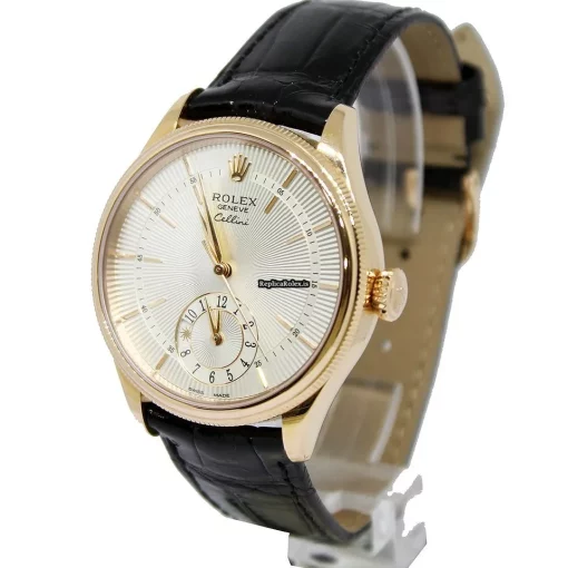 Popular Replica Rolex Cellini Dual Time 50525 Caliber 3180 Automatic Movement 39mm Rose Gold Case Mens/unisex Watch - Image 4