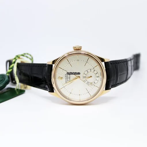 Popular Replica Rolex Cellini Dual Time 50525 Caliber 3180 Automatic Movement 39mm Rose Gold Case Mens/unisex Watch - Image 6