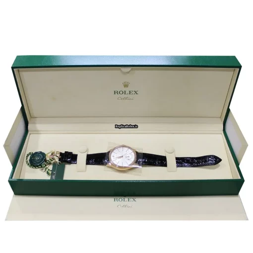Popular Replica Rolex Cellini Dual Time 50525 Caliber 3180 Automatic Movement 39mm Rose Gold Case Mens/unisex Watch - Image 8