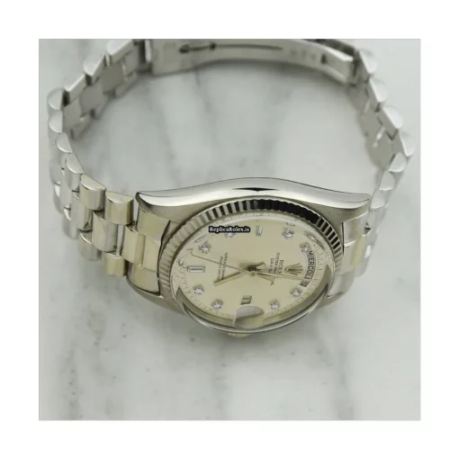 Quality Knockoff Rolex Day-date 36 1803 Caliber 1556 Automatic Movement 36mm White Gold Case Mens/unisex Watch - Image 4
