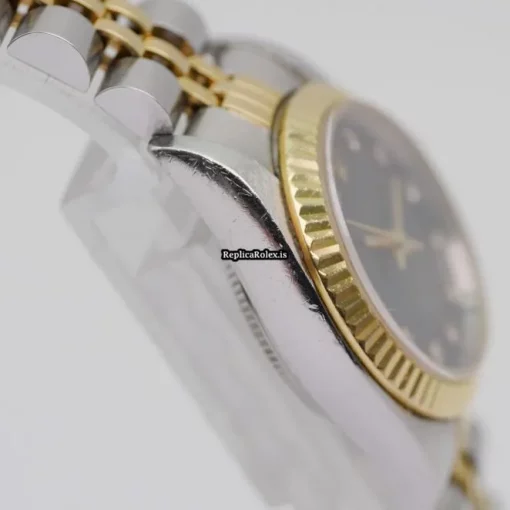 Best Replica Rolex Oyster Perpetual 67193 Automatic Movement 26mm Gold/steel Case Womens Watch - Image 7