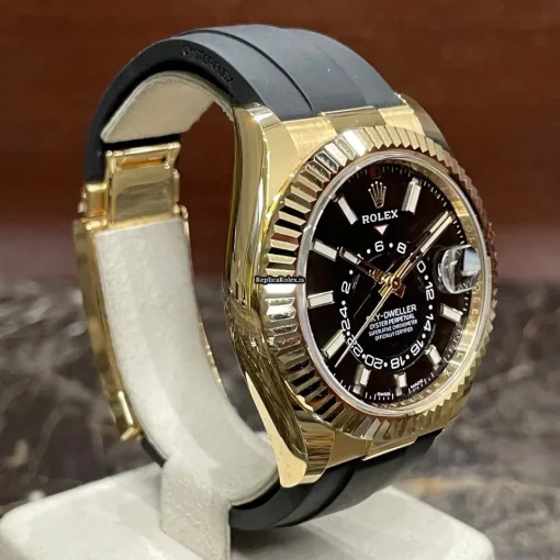 Design Fake Rolex Sky-dweller 326238 Caliber 9001 Automatic Movement 42mm Yellow Gold Case Mens/unisex Watch - Image 2
