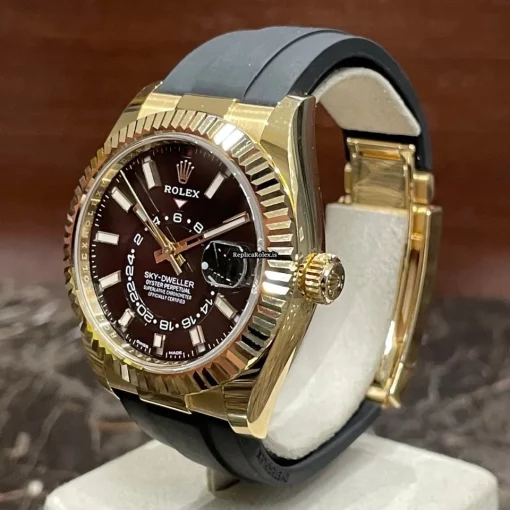 Design Fake Rolex Sky-dweller 326238 Caliber 9001 Automatic Movement 42mm Yellow Gold Case Mens/unisex Watch - Image 3