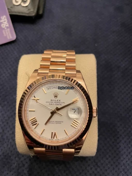 Appealing Fakes Rolex Day-date 40 228235 Caliber 3255 Automatic Movement 40mm Rose Gold Case Mens/unisex Watch - Image 7