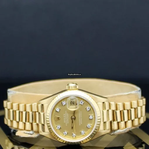 Neat Fake Rolex Lady-datejust 6917 Caliber 2135 Automatic Movement 26mm Yellow Gold Case Womens Watch