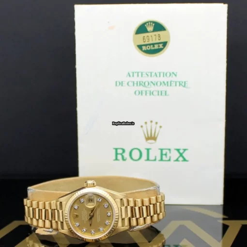 Neat Fake Rolex Lady-datejust 6917 Caliber 2135 Automatic Movement 26mm Yellow Gold Case Womens Watch - Image 2