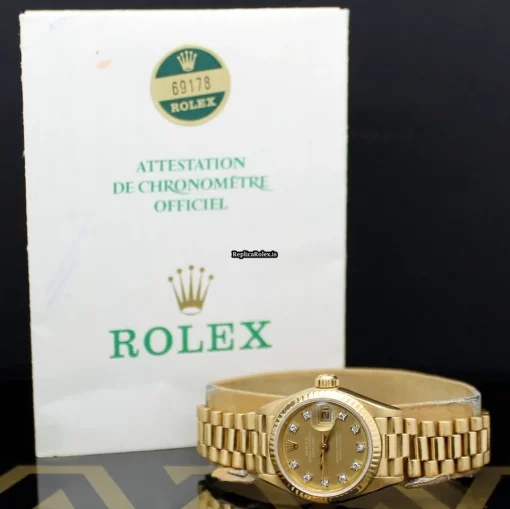Neat Fake Rolex Lady-datejust 6917 Caliber 2135 Automatic Movement 26mm Yellow Gold Case Womens Watch - Image 3