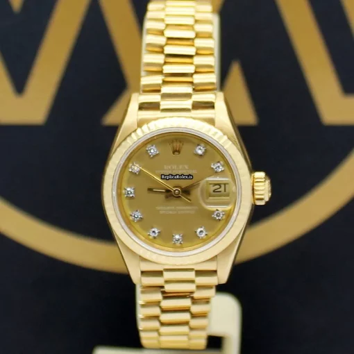 Neat Fake Rolex Lady-datejust 6917 Caliber 2135 Automatic Movement 26mm Yellow Gold Case Womens Watch - Image 5