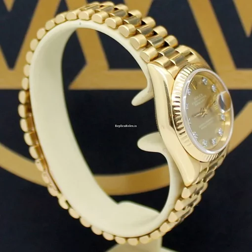 Neat Fake Rolex Lady-datejust 6917 Caliber 2135 Automatic Movement 26mm Yellow Gold Case Womens Watch - Image 6