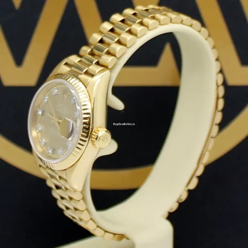 Neat Fake Rolex Lady-datejust 6917 Caliber 2135 Automatic Movement 26mm Yellow Gold Case Womens Watch - Image 7