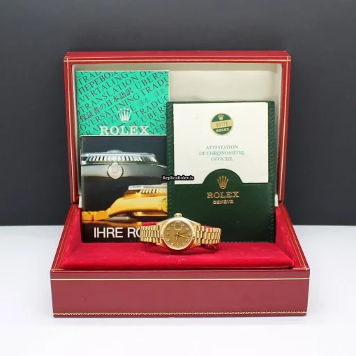 Neat Fake Rolex Lady-datejust 6917 Caliber 2135 Automatic Movement 26mm Yellow Gold Case Womens Watch - Image 9