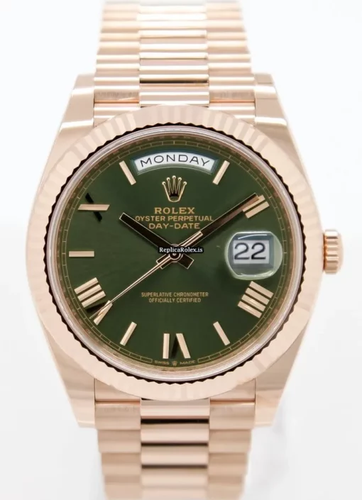 Incredible Fake Rolex Day-date 40 228235 Caliber 3255 Automatic Movement 40mm Rose Gold Case Mens/unisex Watch - Image 2