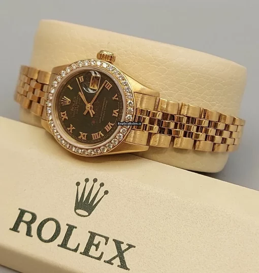 Unique Replica Rolex Lady-datejust 69138 Caliber 2135 Automatic Movement 26mm Yellow Gold Case Womens Watch - Image 3