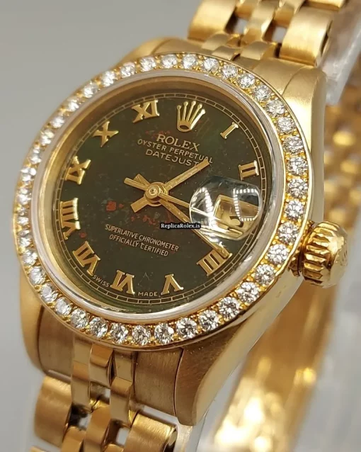 Unique Replica Rolex Lady-datejust 69138 Caliber 2135 Automatic Movement 26mm Yellow Gold Case Womens Watch - Image 8