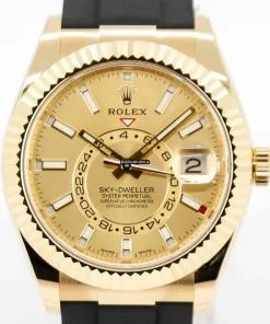 Attractive Replicas Rolex Sky-dweller 326238 Caliber 9001 Automatic Movement 42mm Yellow Gold Case Mens/unisex Watch
