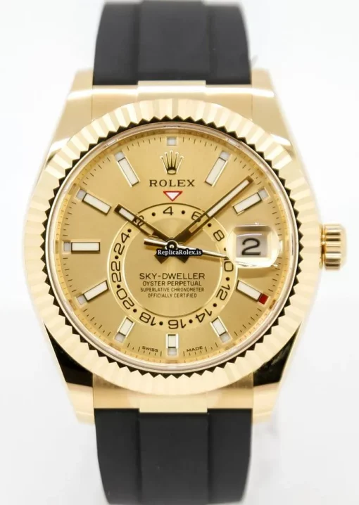 Attractive Replicas Rolex Sky-dweller 326238 Caliber 9001 Automatic Movement 42mm Yellow Gold Case Mens/unisex Watch - Image 2