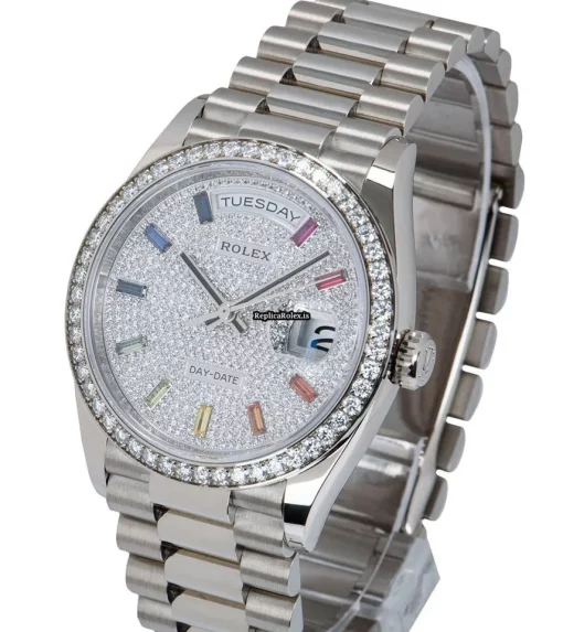 Reliable Fake Rolex Day-date 36 128349rbr Automatic Movement 36mm White Gold Case Mens/unisex Watch - Image 3