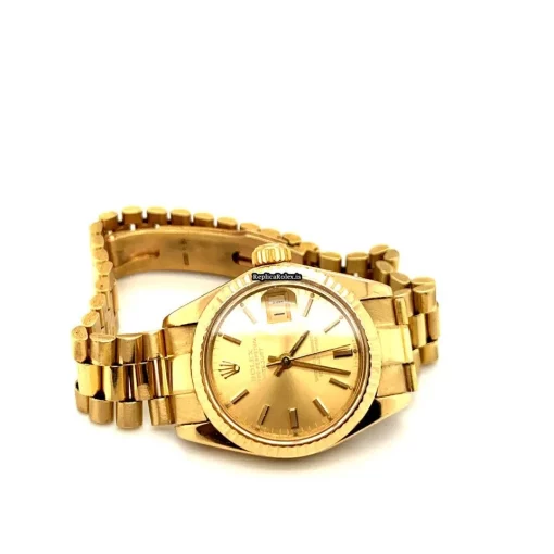 Great Replica Rolex Lady-datejust 6917mdc Caliber 2135 Automatic Movement 26x29mm Yellow Gold Case Womens Watch - Image 2