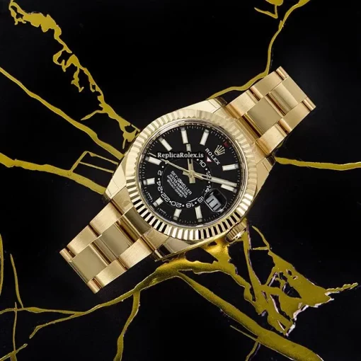 Marvellous Replica Rolex Sky-dweller 326938 Caliber 9001 Automatic Movement 42mm Yellow Gold Case Mens/unisex Watch - Image 9