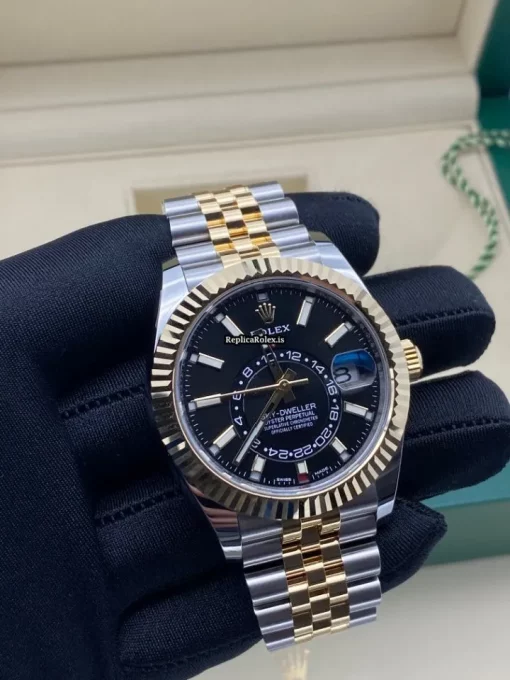 Fantastic Knockoff Rolex Sky-dweller 326933 Caliber 9001 Automatic Movement 42mm Gold/steel Case Mens/unisex Watch - Image 2