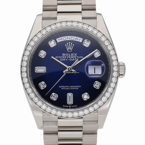 Swiss Fake Rolex Day-date 36 128349rbr Caliber 3255 Automatic Movement 36mm White Gold Case Watch