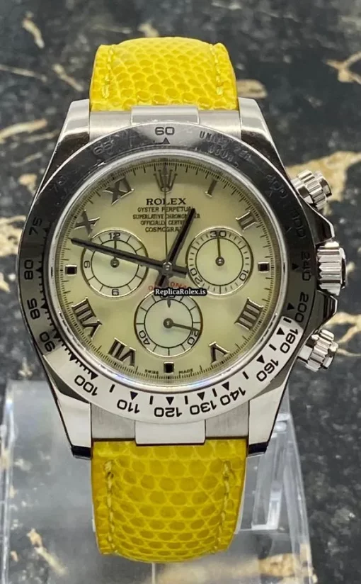 Excellent Fake Rolex Daytona 116519 Caliber 4130 Automatic Movement 40mm White Gold Case Mens/unisex Watch