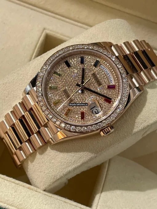 Perfect Replica Rolex Day-date 36 128345rbr Caliber 3255 Automatic Movement 36mm Rose Gold Case Mens/unisex Watch