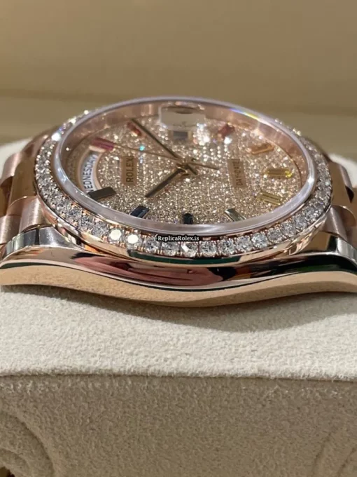 Perfect Replica Rolex Day-date 36 128345rbr Caliber 3255 Automatic Movement 36mm Rose Gold Case Mens/unisex Watch - Image 2