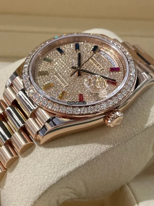 Perfect Replica Rolex Day-date 36 128345rbr Caliber 3255 Automatic Movement 36mm Rose Gold Case Mens/unisex Watch - Image 3