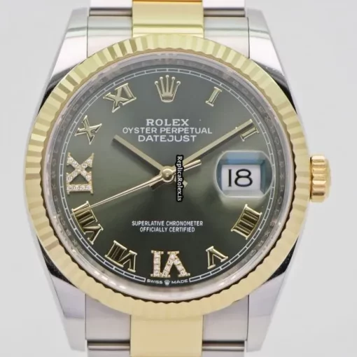 Cheap Fake Rolex Datejust 126233 Automatic Movement 36mm Gold/steel Case Womens Watch - Image 3