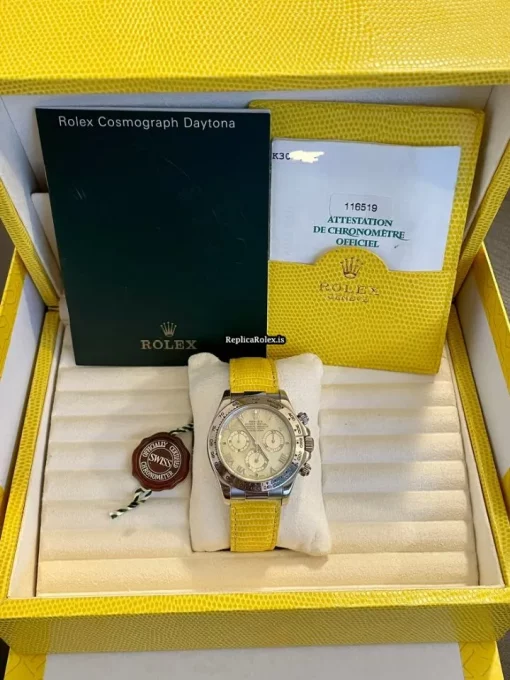 Popular Fake Rolex Daytona 116519 Caliber 4130 Automatic Movement 40mm White Gold Case Mens/unisex Watch - Image 2